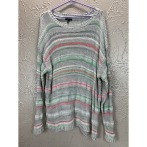 Women's Apt. 9‎ Striped Pullover Sweater Open Knit Tunic Baggy Plus Size 1X